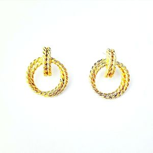Vintage gold twist hoop earrings